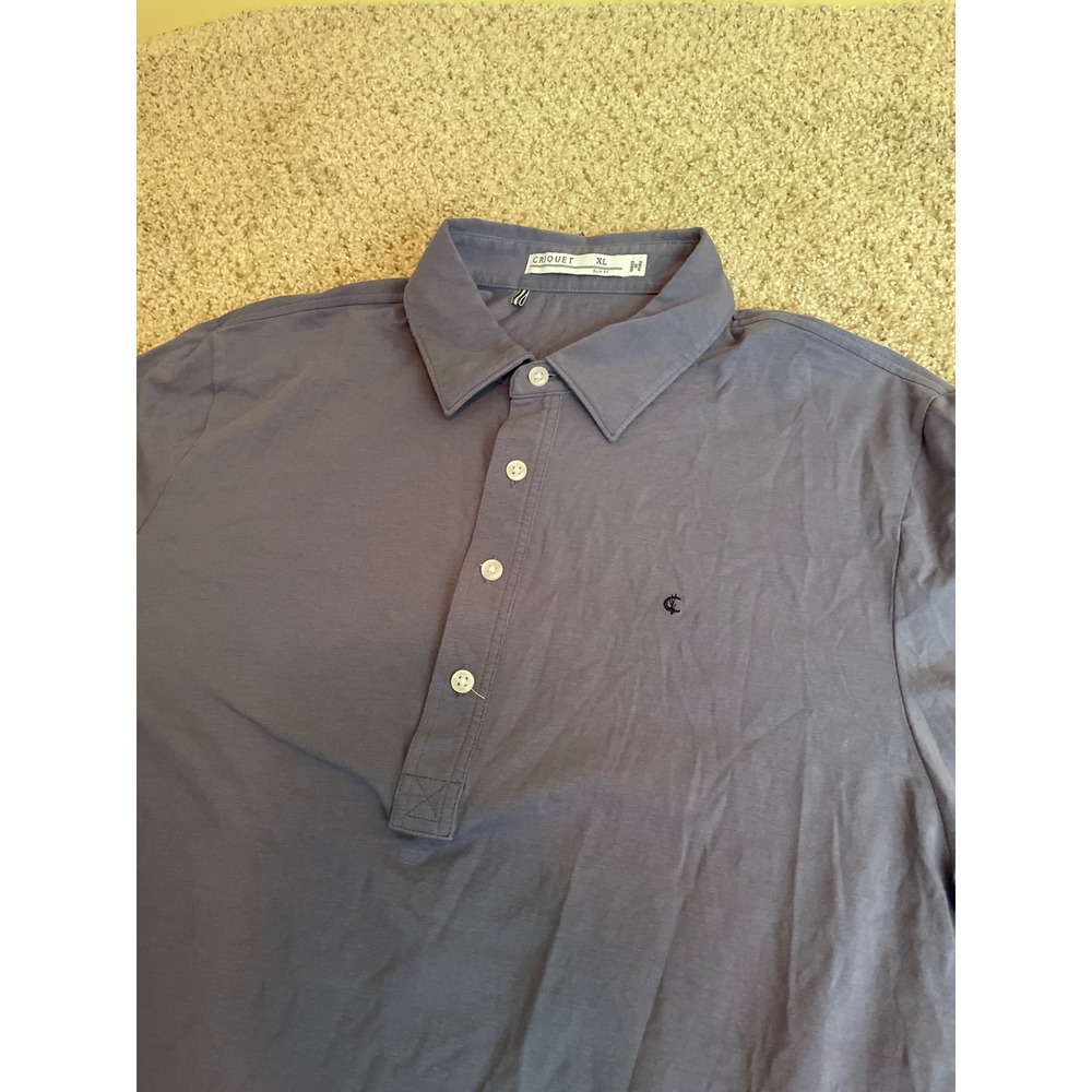 Criquet Mens Polo Shirt XL Blue Slim Fit Short Sleeve Embroidered Logo